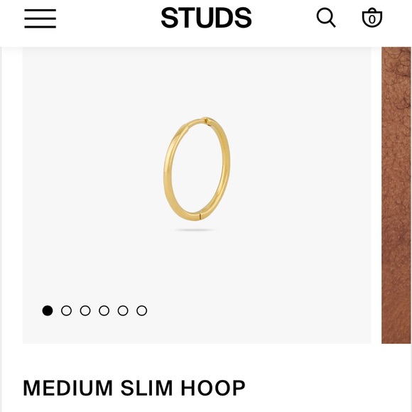 Studs Medium Slim Hoop, Gold, NWT - Picture 4 of 12